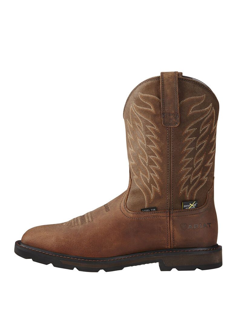 Bottes de Travail Ariat Groundbreaker Larges Square Embout MetGuard MetGuard Steel Embout Marron Homme | TXM-08855934