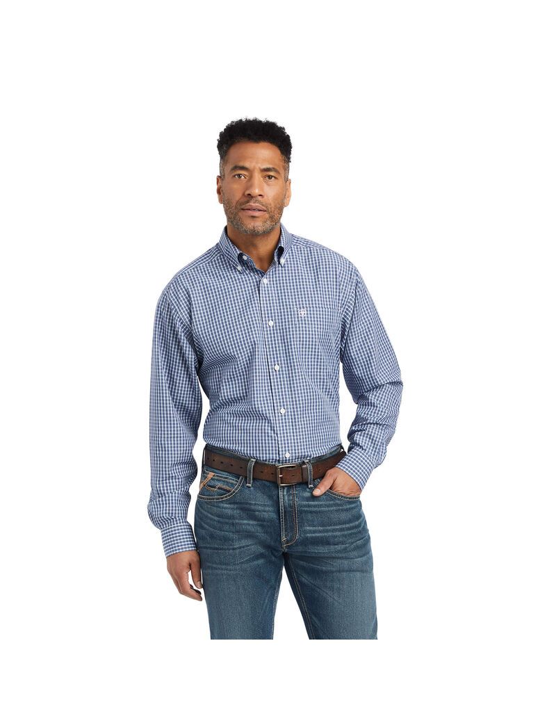 Chemises De Costume Ariat Wrinkle Free Ellison Fitted Bleu Marine Homme | XWJ-00834035