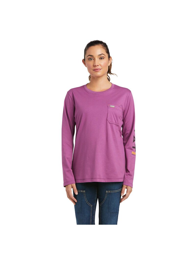 Vêtements De Travail Ariat Rebar Workman Logo T Shirts Bleu Violette Femme | NAN-07460484