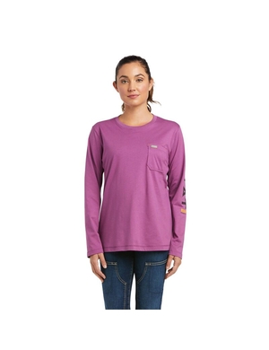 Vêtements De Travail Ariat Rebar Workman Logo T Shirts Bleu Violette Femme | NAN-07460484