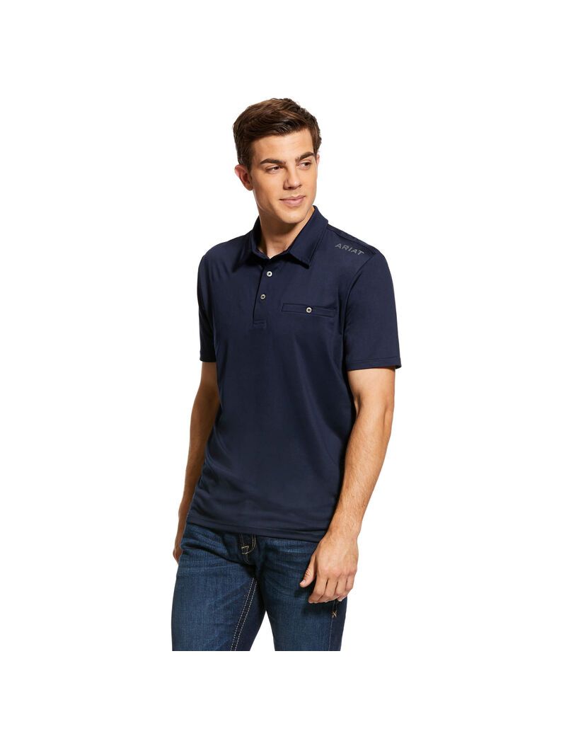 Polos Ariat Norco Bleu Marine Homme | WPN-04967924