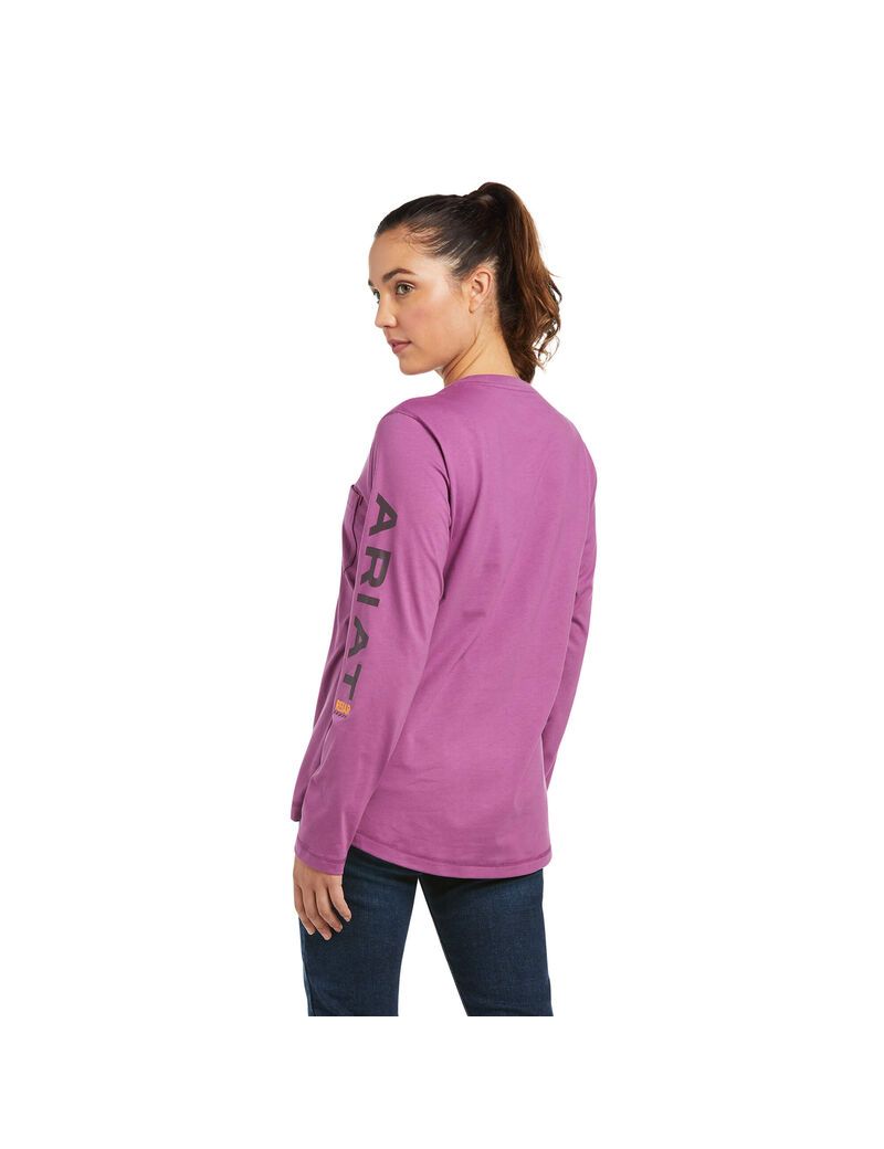 Vêtements De Travail Ariat Rebar Workman Logo T Shirts Bleu Violette Femme | NAN-07460484