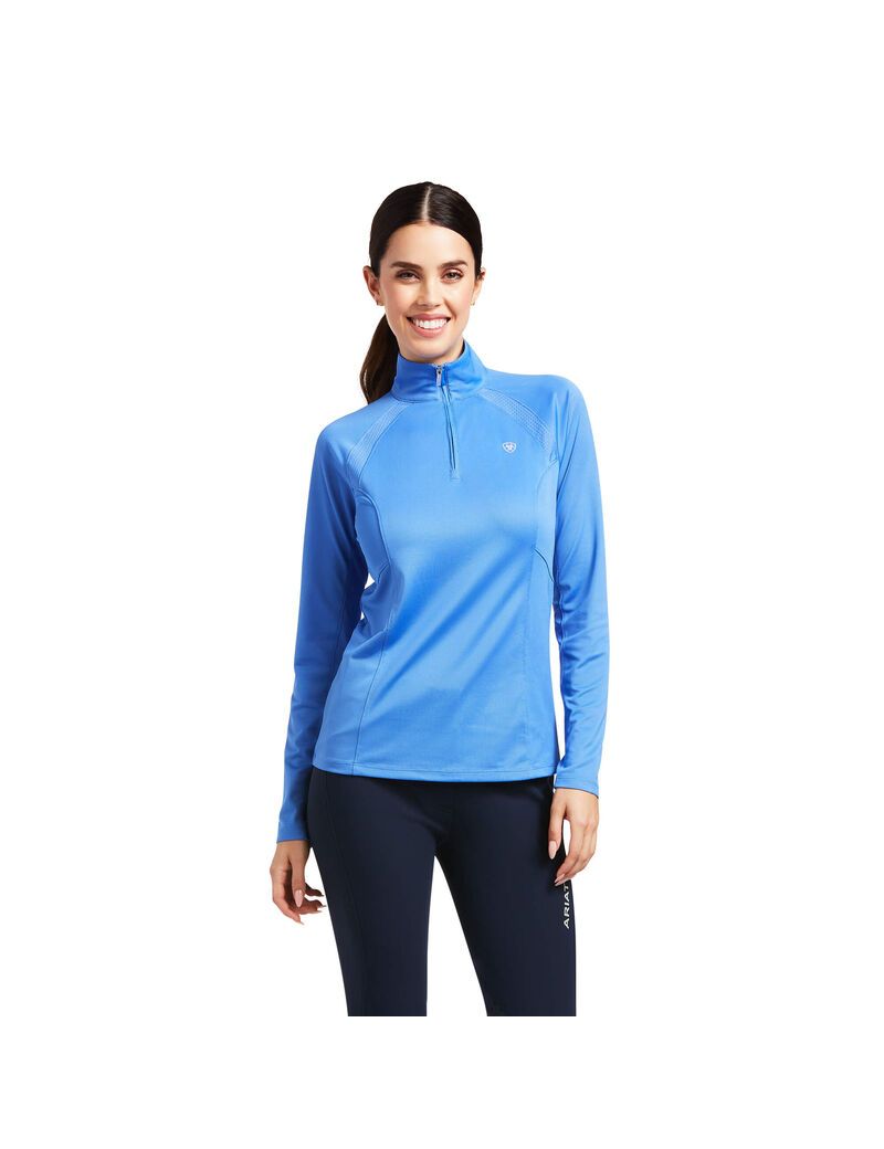 Hauts Ariat Sunstopper 2.0 1/4 Zip Bleu Femme | XUA-66632354