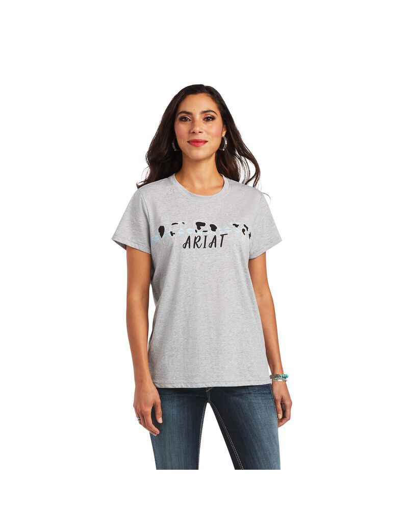 Hauts Ariat REAL Cow Pasture Tee Grise Femme | PKM-16633583