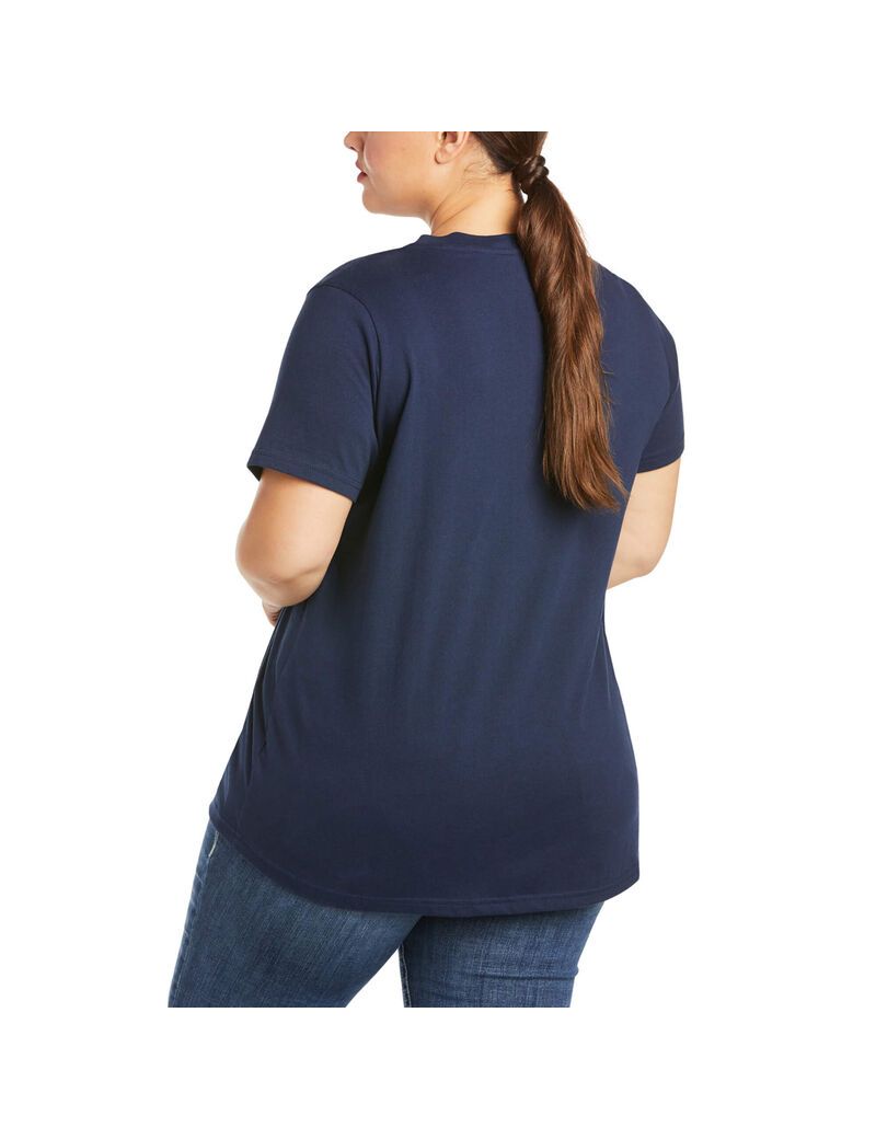 Vêtements De Travail Ariat Rebar Coton Strong V-Neck Top Bleu Marine Femme | RFL-48133274