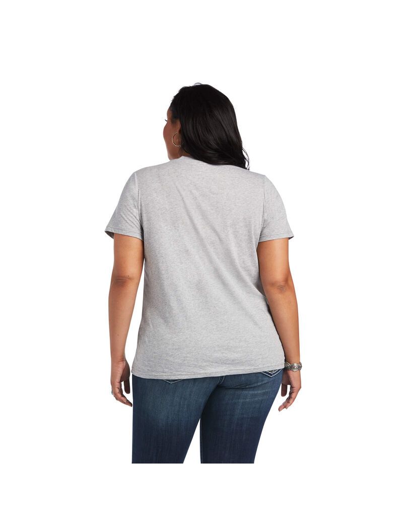 Hauts Ariat REAL Cow Pasture Tee Grise Femme | PKM-16633583