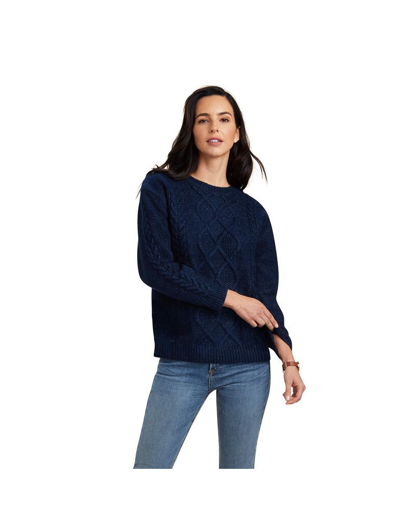 Chandails Ariat D'hiver Quarter Bleu Marine Femme | ATO-59467839