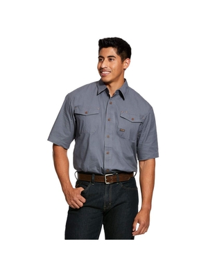 Chemises De Costume Ariat Rebar Made Tough DuraStretch Travail Grise Homme | TEU-08792111