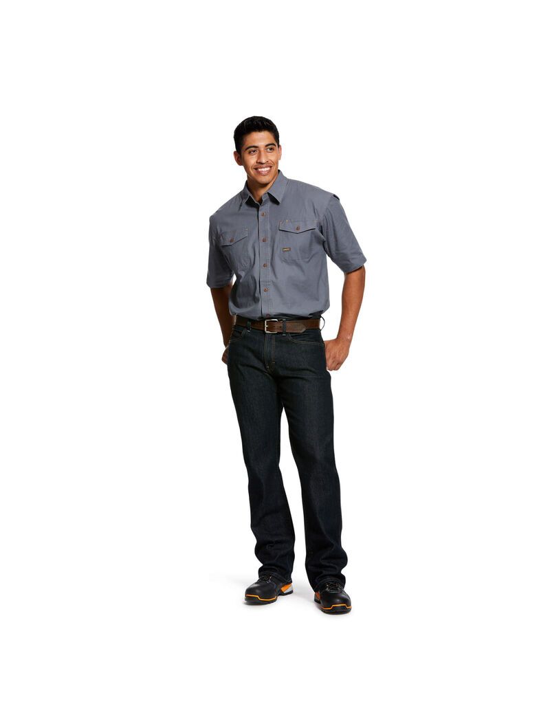 Chemises De Costume Ariat Rebar Made Tough DuraStretch Travail Grise Homme | TEU-08792111