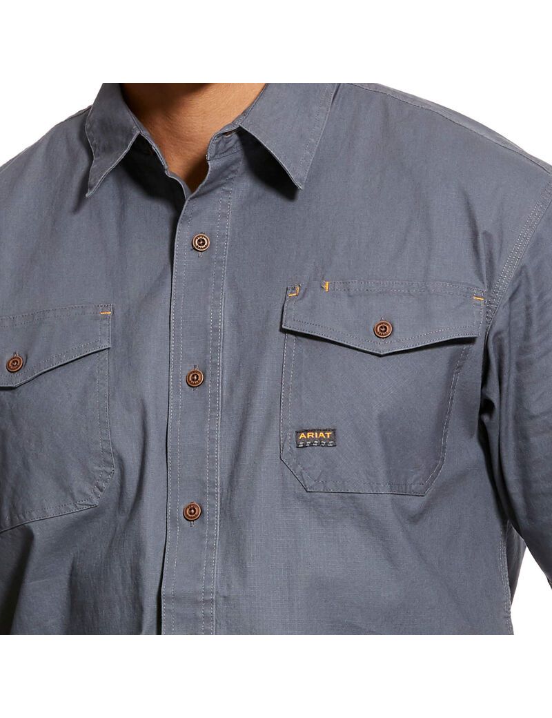 Chemises De Costume Ariat Rebar Made Tough DuraStretch Travail Grise Homme | TEU-08792111