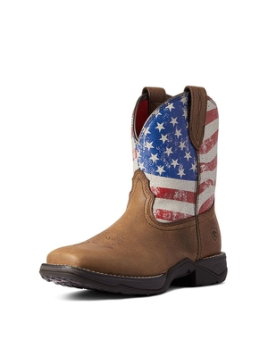 Bottes Western Ariat Anthem Shortie Patriot Rouge Marron Femme | OVI-50826296