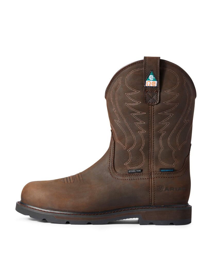 Bottes Imperméables Ariat Groundbreaker CSA Steel Embout Travail Marron Foncé Homme | IXC-98767739