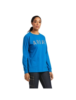 Vêtements De Travail Ariat Rebar CottonStrong Block T Shirts Bleu Femme | CAR-10338931