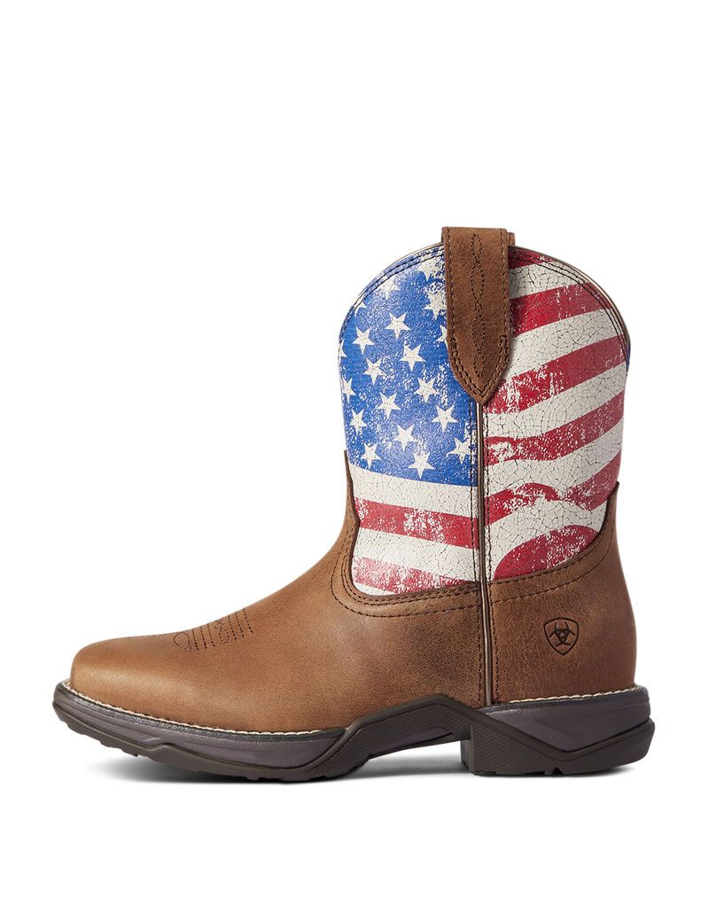 Bottes Western Ariat Anthem Shortie Patriot Rouge Marron Femme | OVI-50826296