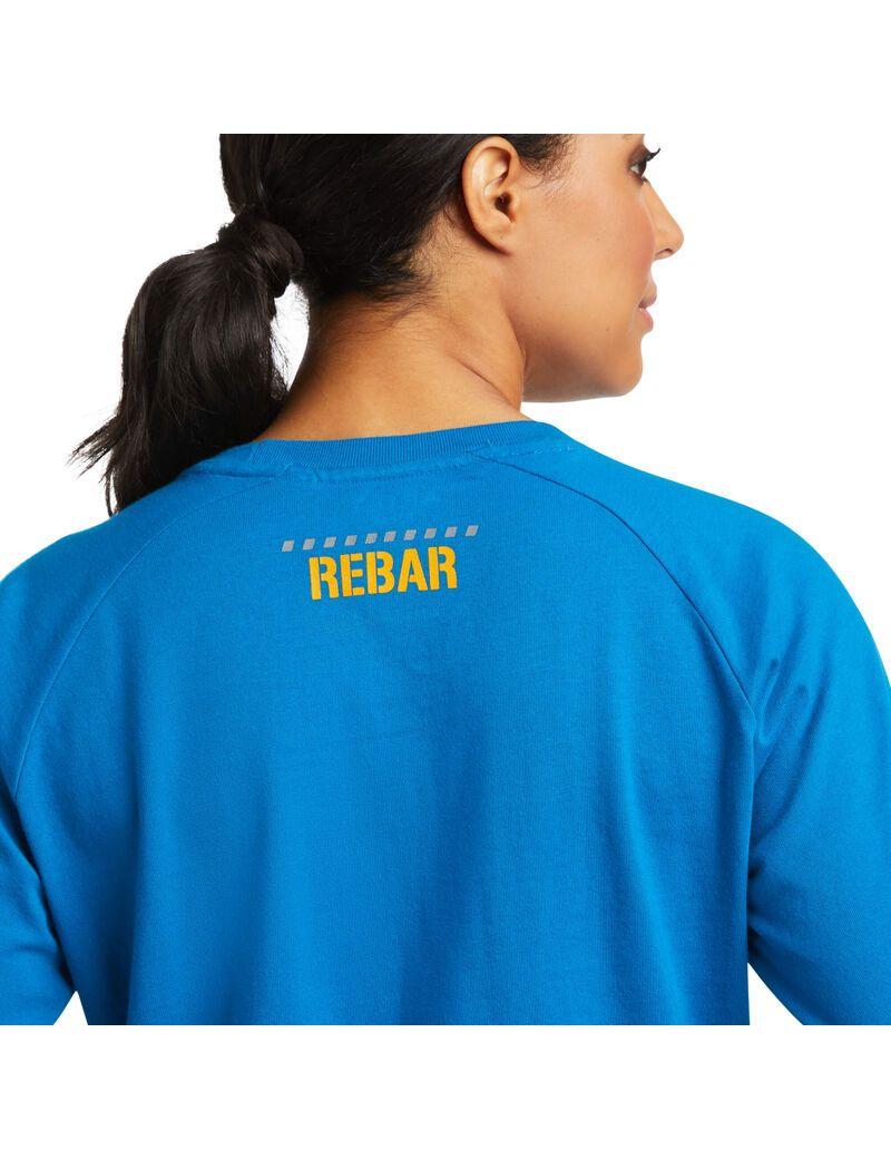 Vêtements De Travail Ariat Rebar CottonStrong Block T Shirts Bleu Femme | CAR-10338931