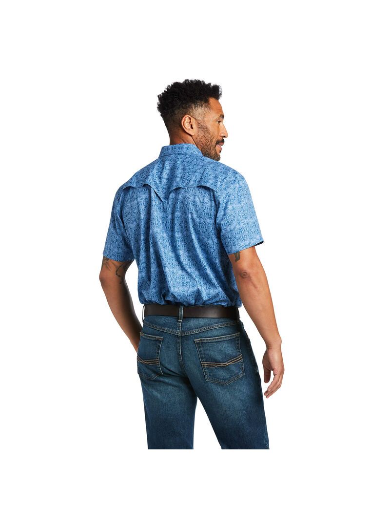 Chemises De Costume Ariat VentTEK Western Fitted Bleu Homme | FVJ-53290193