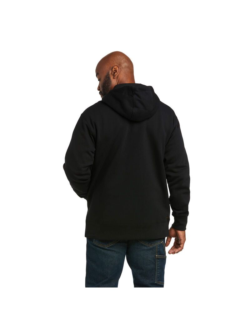 Sweat à Capuche Ariat Rebar Workman 1/4 Zip Noir Homme | JPJ-52602785