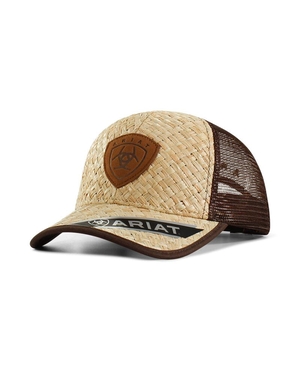 Casquettes Ariat Shield patch natural weave Marron Homme | YMD-99636943