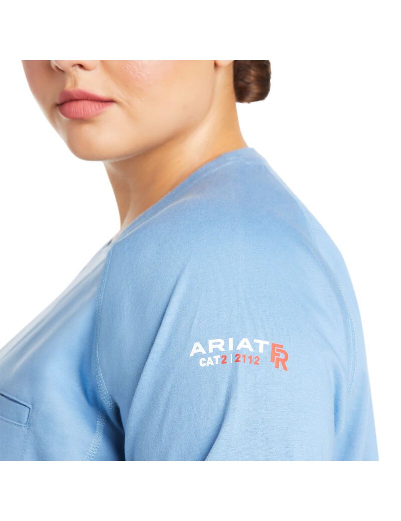 Chemises Ariat FR Air Crew Bleu Femme | IKJ-54436747