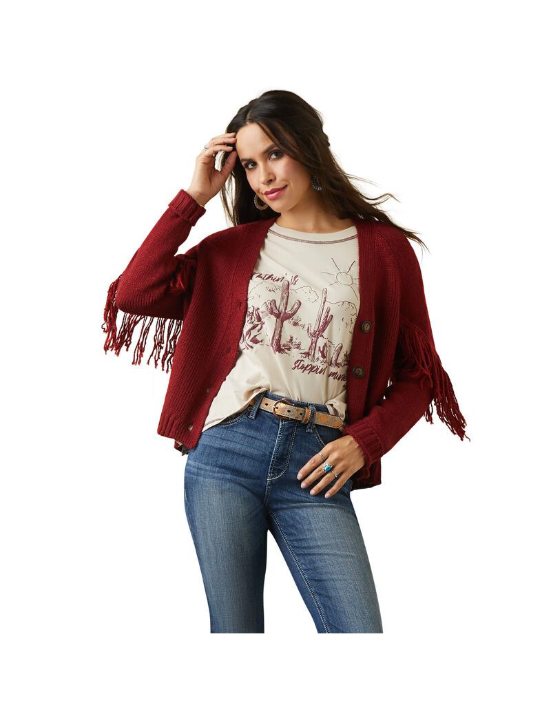 Cardigan Ariat Red Rock Rouge Femme | FOZ-58348079