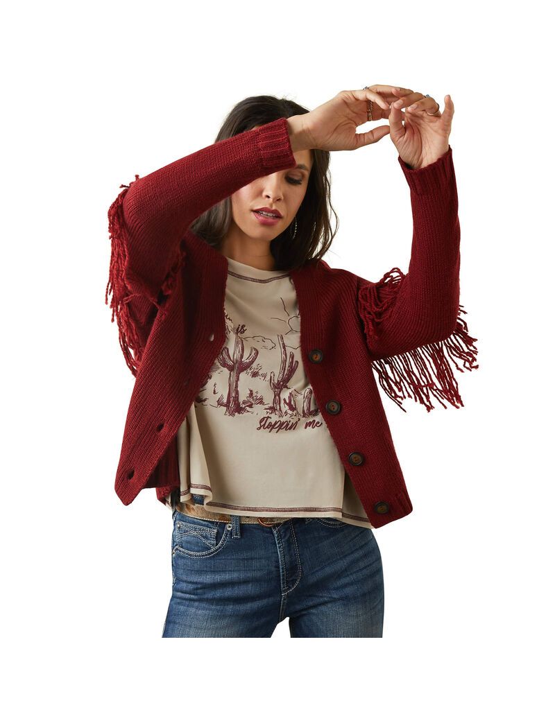 Cardigan Ariat Red Rock Rouge Femme | FOZ-58348079