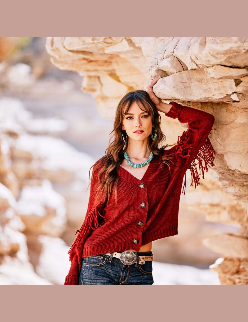 Cardigan Ariat Red Rock Rouge Femme | FOZ-58348079