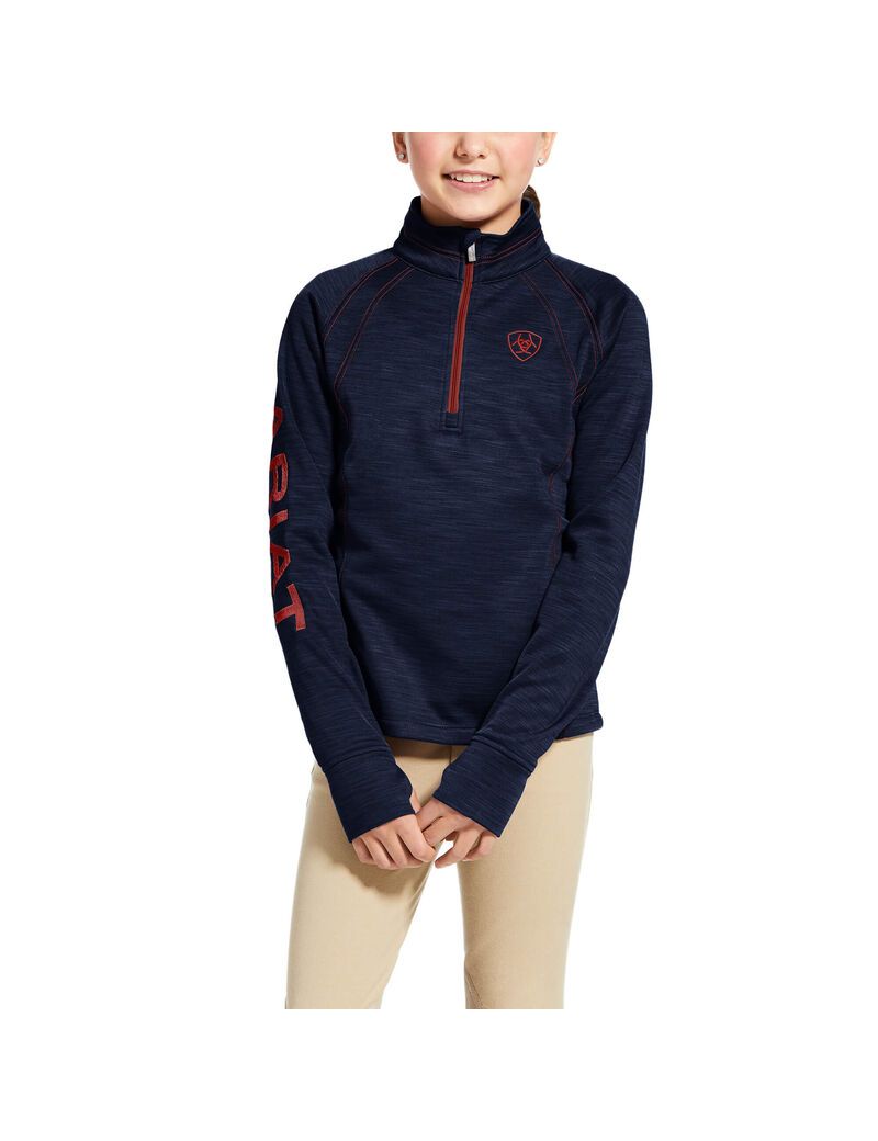 Sweats Ariat Tek Team 1/2 Zip Bleu Marine Enfant | SJL-10542171