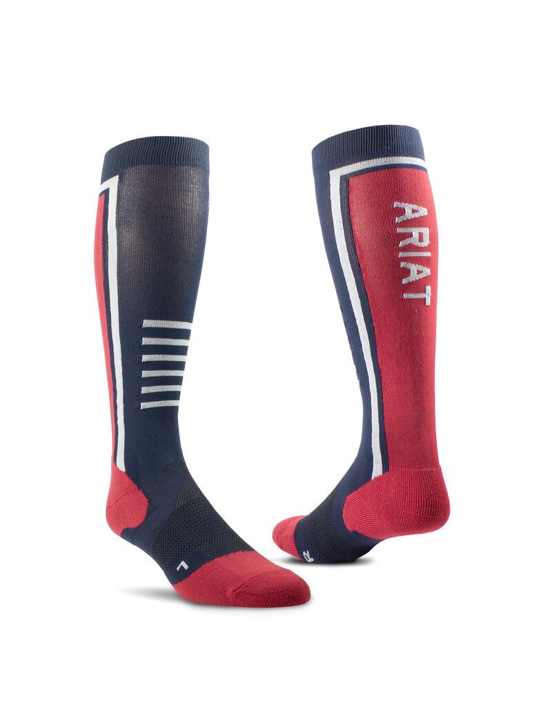 Chaussettes Ariat Slimline Performances Bleu Marine Rouge Femme | LPH-41828640