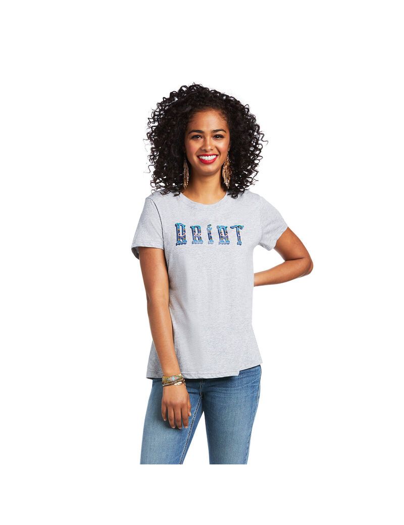 Hauts Ariat REAL Kinship Tee Grise Femme | CDA-74865734