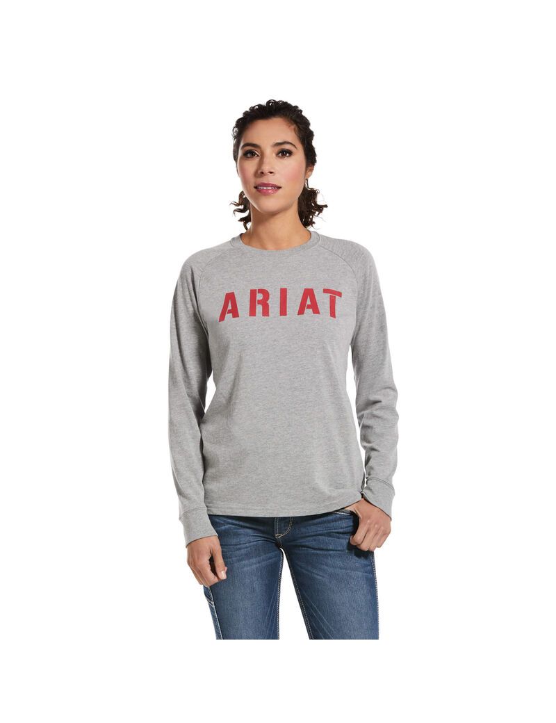 Vêtements De Travail Ariat Rebar CottonStrong Block T Shirts Grise Femme | VFI-38683515