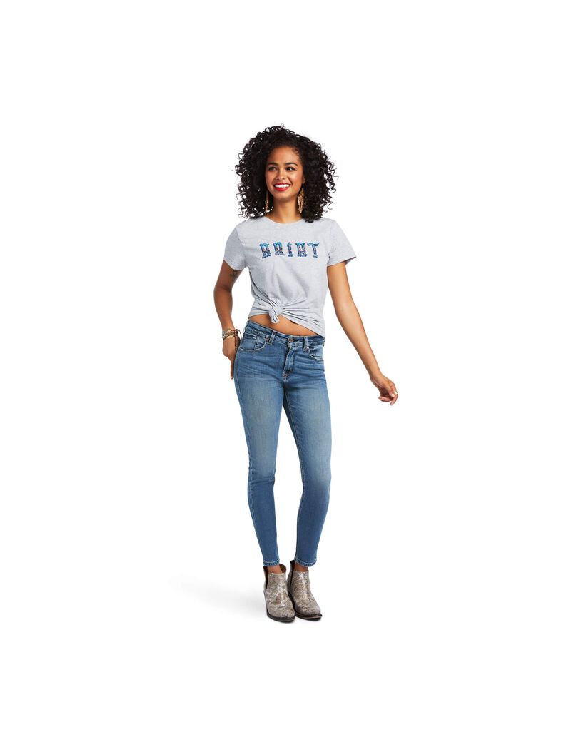 Hauts Ariat REAL Kinship Tee Grise Femme | CDA-74865734