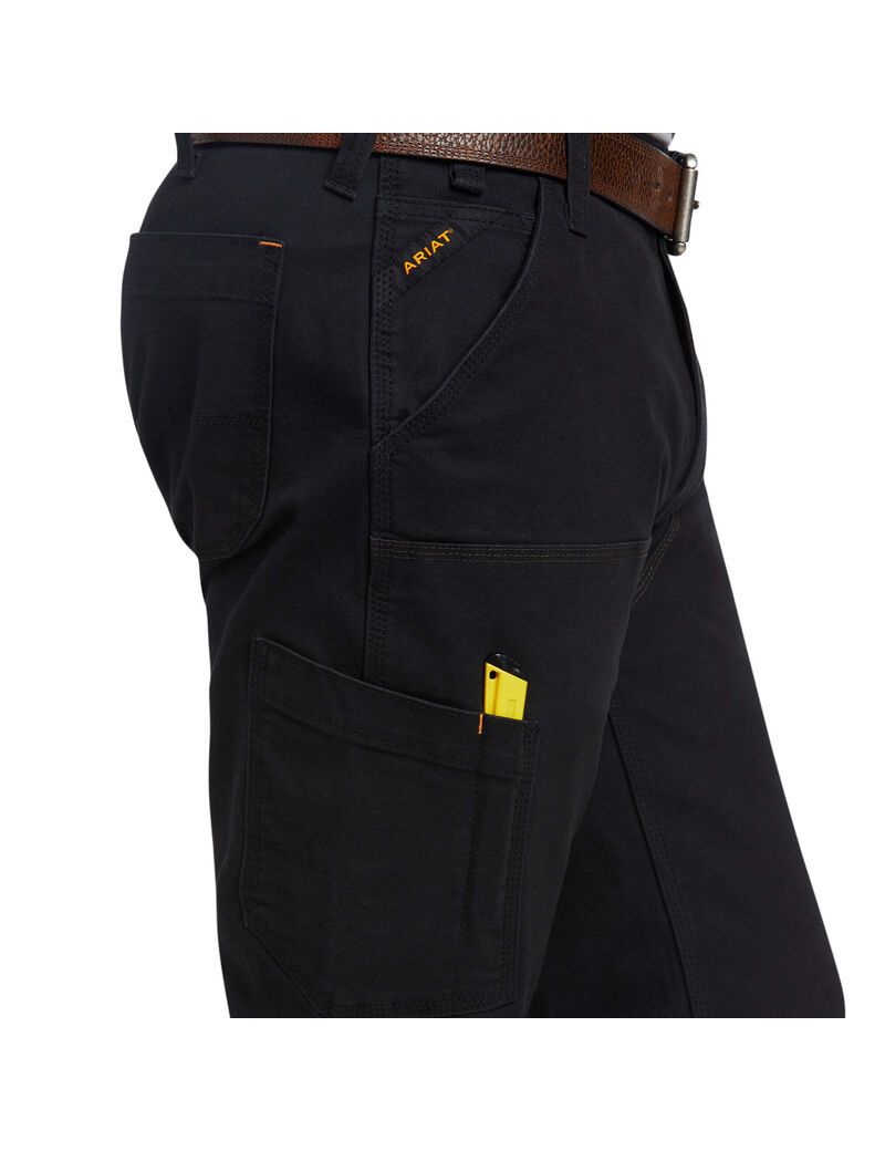 Vêtements De Travail Ariat Rebar M7 Slim DuraStretch Made Tough Double Front Droit Pants Noir Homme | UAT-49447528