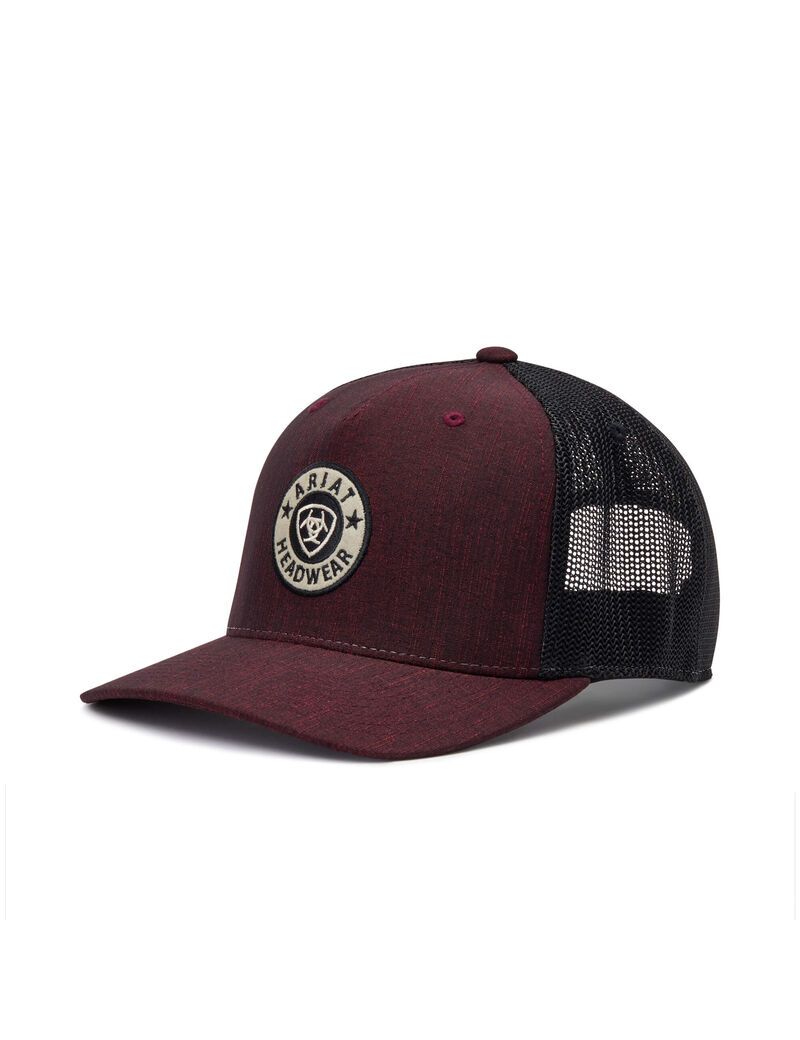 Casquettes Ariat Round logo patch Bordeaux Homme | NGQ-67645325