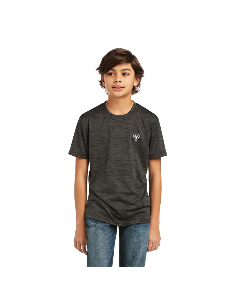 T Shirts Ariat Charger Vertical Flag Tee Grise Enfant | JFX-55771369