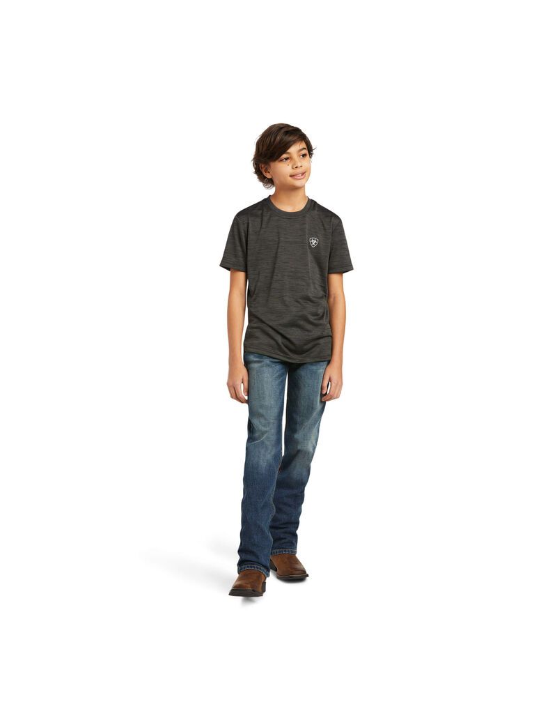 T Shirts Ariat Charger Vertical Flag Tee Grise Enfant | JFX-55771369