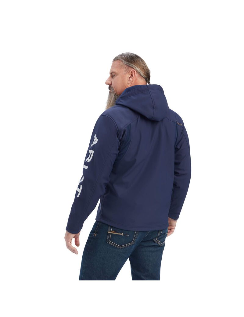 Vestes Ariat Rebar Stretch Tela Softshell Encapuchonné Logo Bleu Marine Grise Homme | HMH-23816332