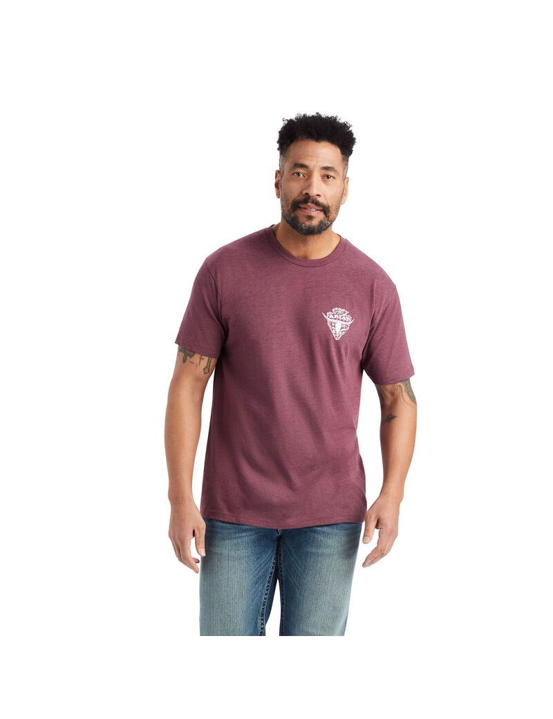 T Shirts Ariat Arrowhead 2.0 Bordeaux Homme | PHB-08472290