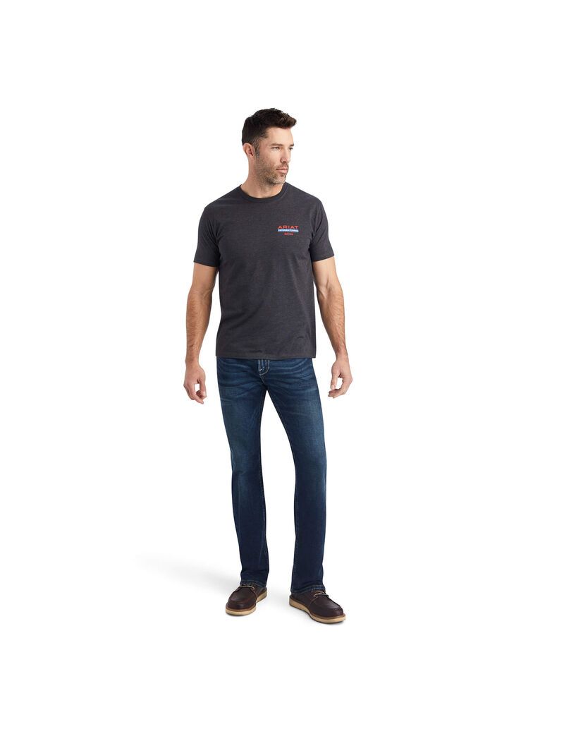 T Shirts Ariat Flag Flow Grise Homme | GQN-21296424