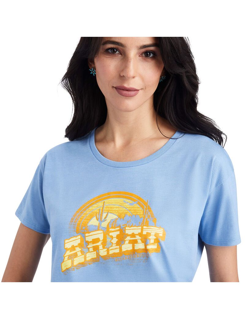 Hauts Ariat Sunset Arc Tee Bleu Femme | ATQ-48782694