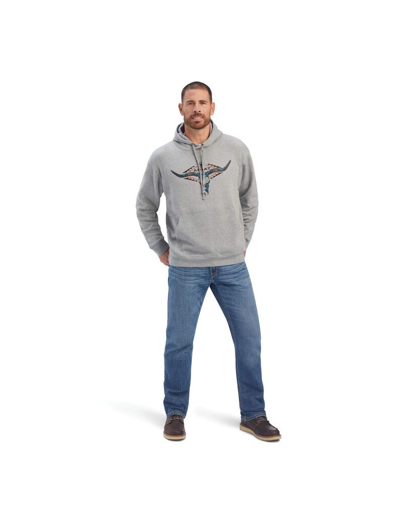 Sweats Ariat Horns Southwest Grise Homme | ADN-27141563