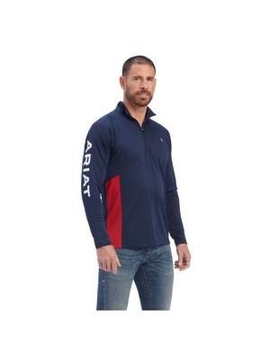 Couches Intermédiaires Ariat Sunstopper Team 1/4 Zip Bleu Marine Homme | MVV-31334004