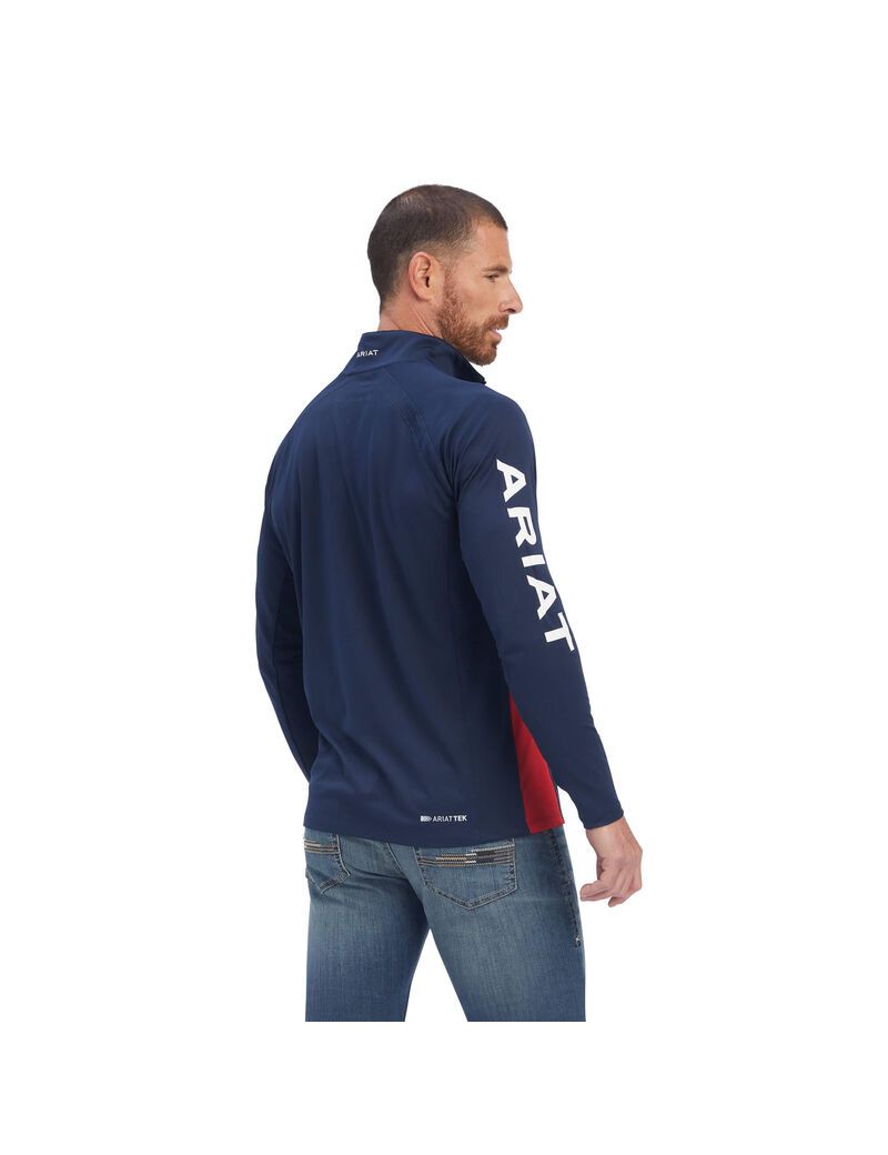 Couches Intermédiaires Ariat Sunstopper Team 1/4 Zip Bleu Marine Homme | MVV-31334004