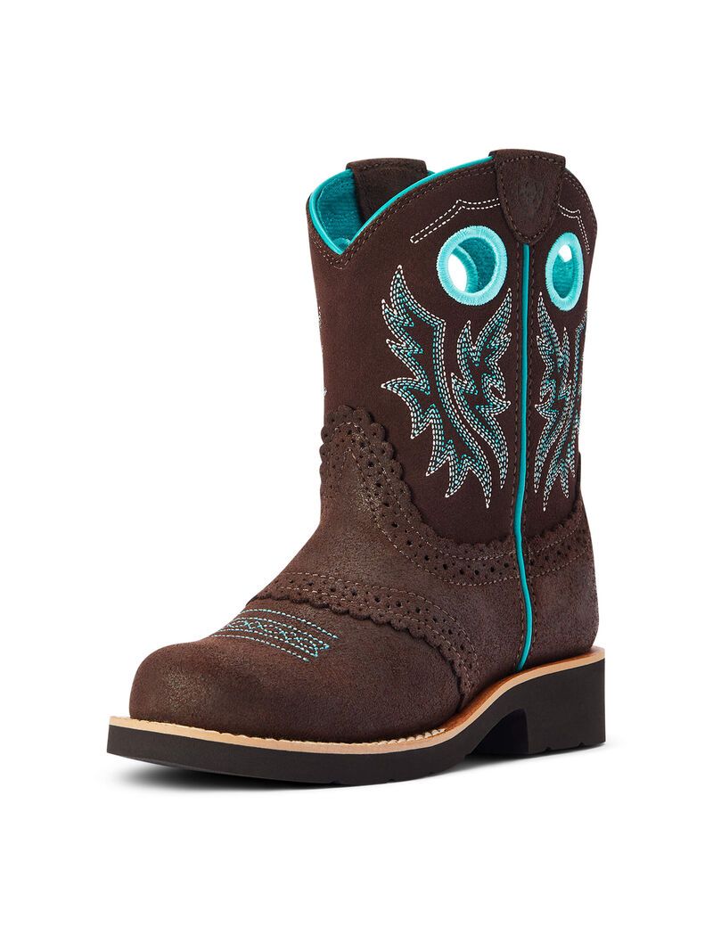 Bottes Western Ariat Fatbaby Cowgirl Bleu Royal Chocolat Enfant | TFV-18278243