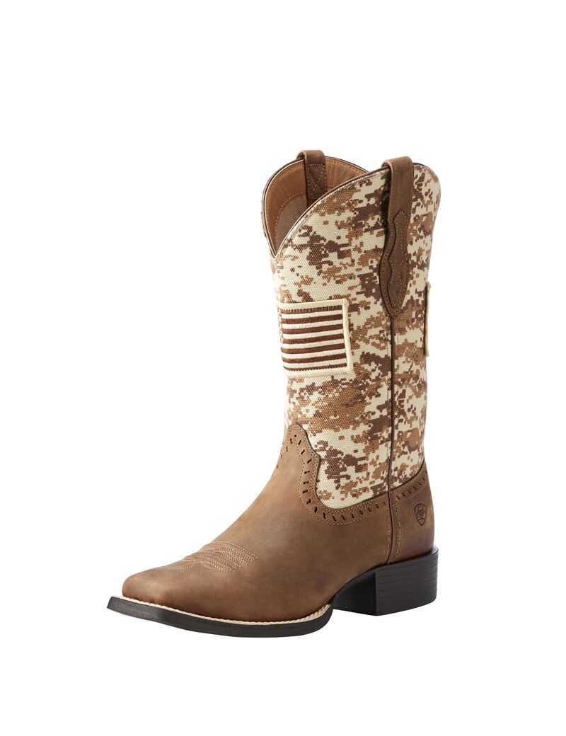 Bottes Western Ariat Round Up Patriot Marron Femme | ESP-07772186