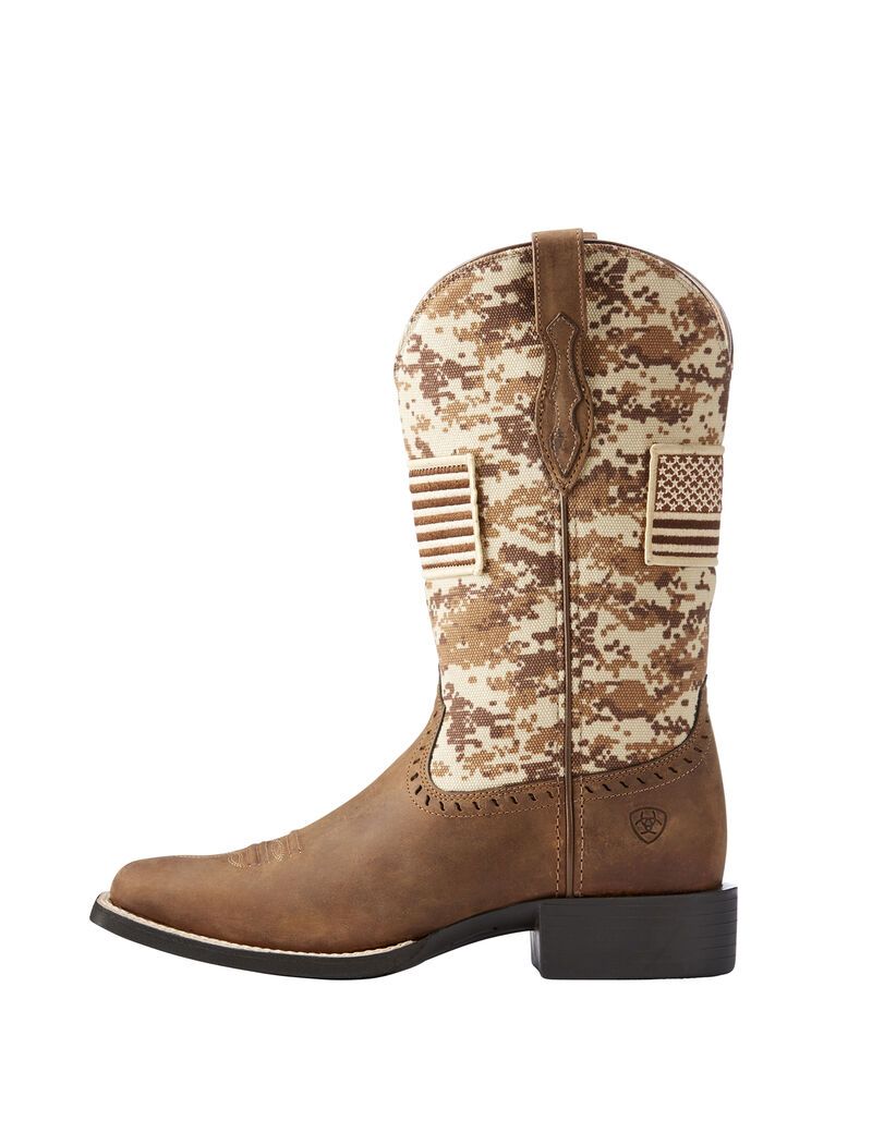 Bottes Western Ariat Round Up Patriot Marron Femme | ESP-07772186