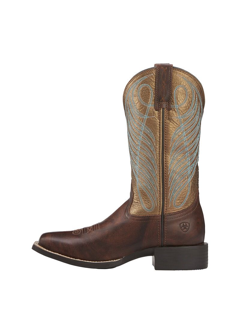 Bottes Western Ariat Round Up Larges Square Embout Marron Femme | MMC-35477410