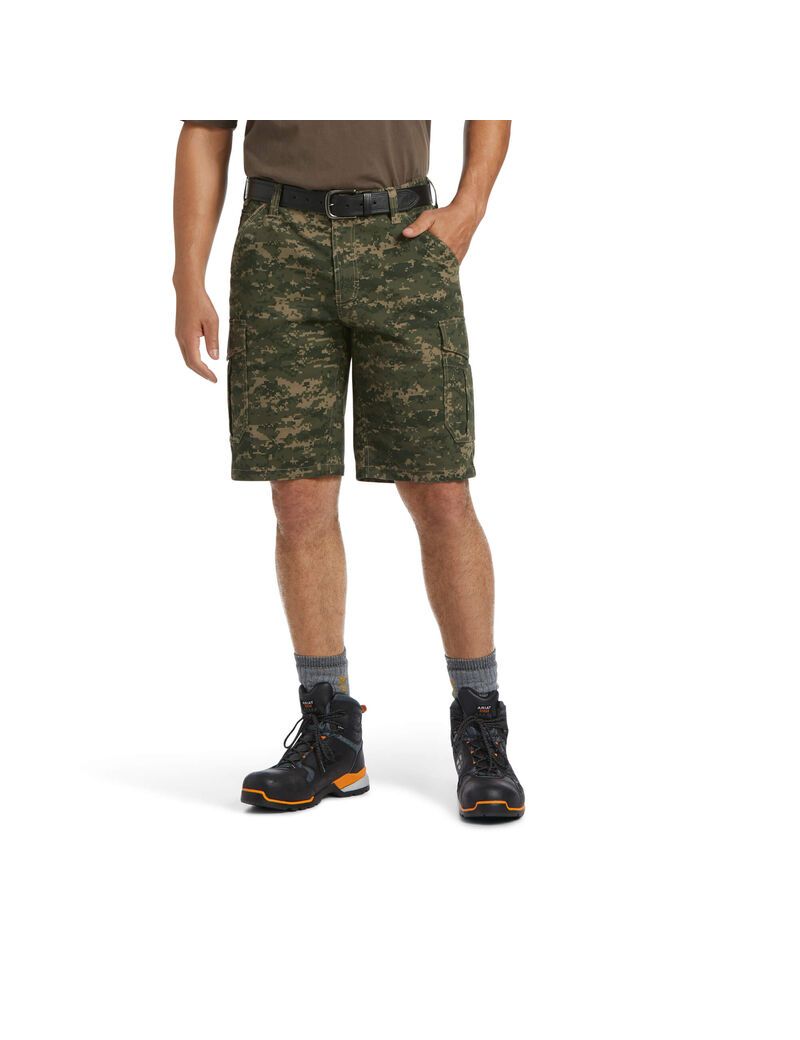 Shorts Ariat Rebar DuraStretch Made Tough Cargo Camouflage Foncé Homme | NZG-05086861