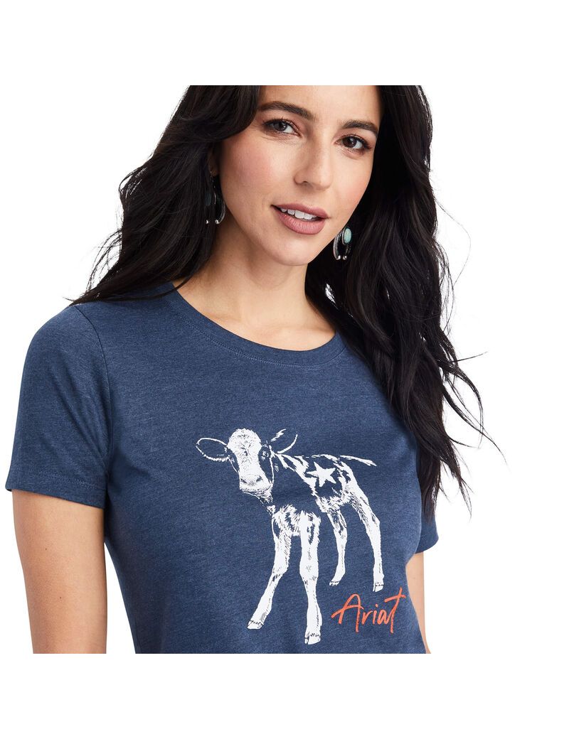 Hauts Ariat Star Calf Tee Bleu Marine Femme | XSI-97595577