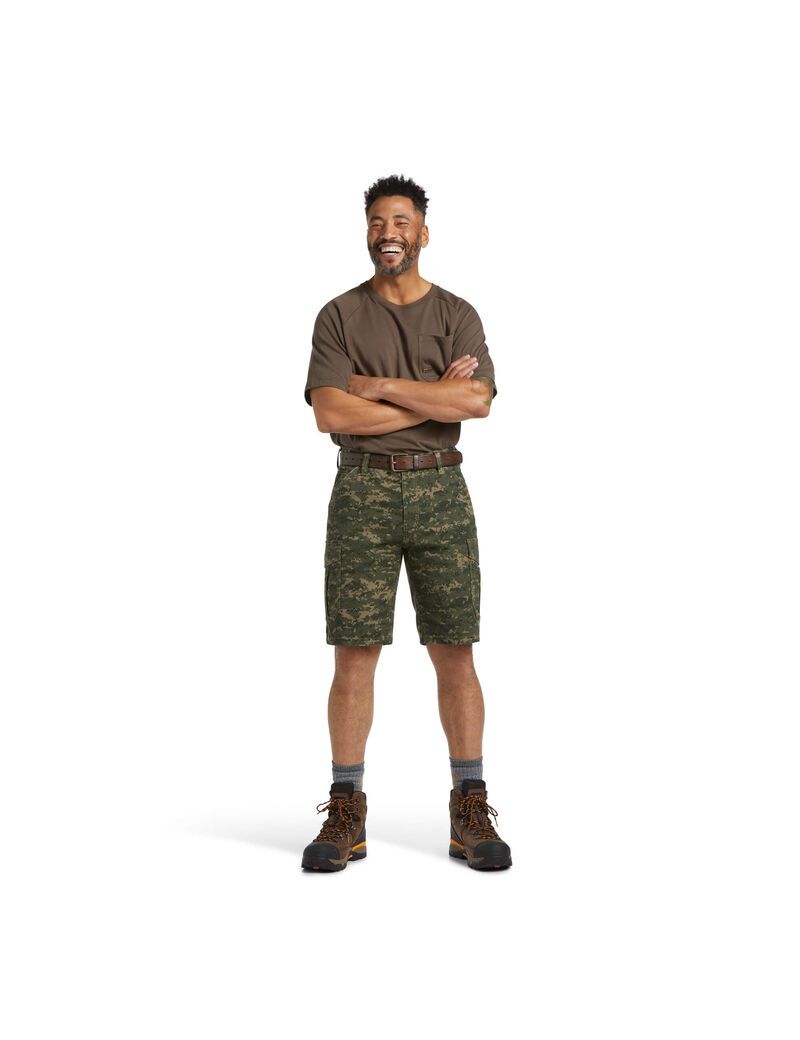 Shorts Ariat Rebar DuraStretch Made Tough Cargo Camouflage Foncé Homme | NZG-05086861