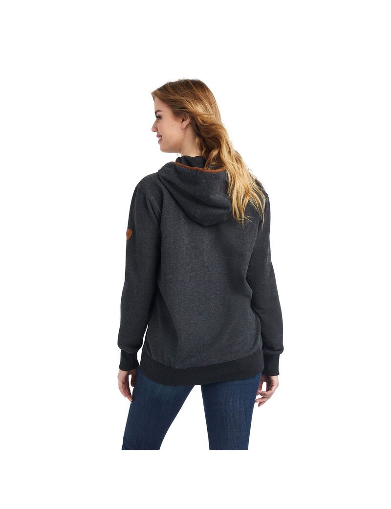 Sweat à Capuche Ariat REAL Elevated Grise Femme | YRT-54682165